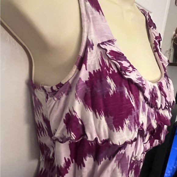 Purple and White Ruffled Racerback Top - Picture 6 of 8